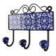 Navy Blue Leaf Ceramic Floral Tile Hook